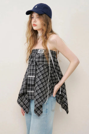 Asymmetrical Checkered Top- Skirt