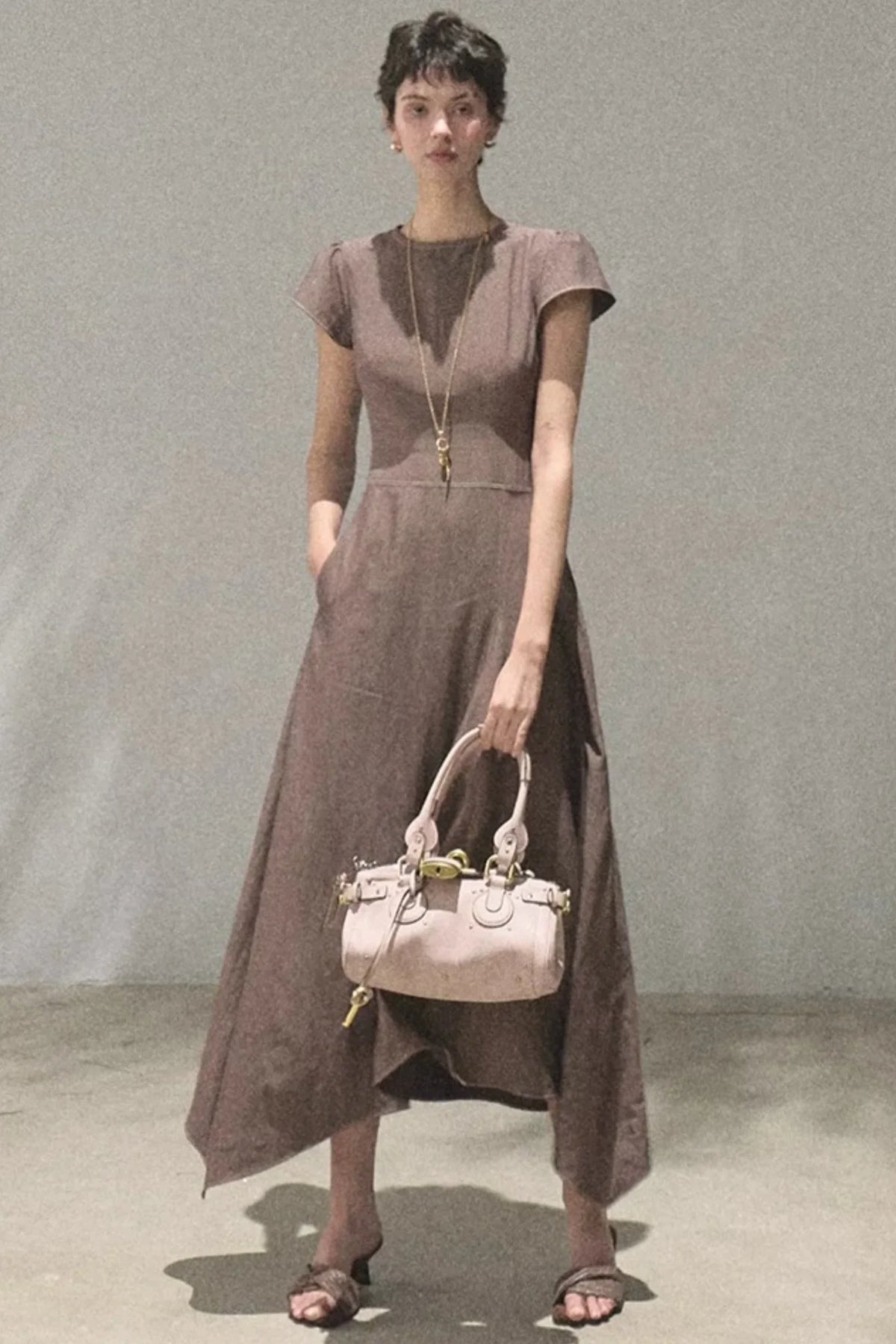 Asymmetrical Color Block Denim Dress