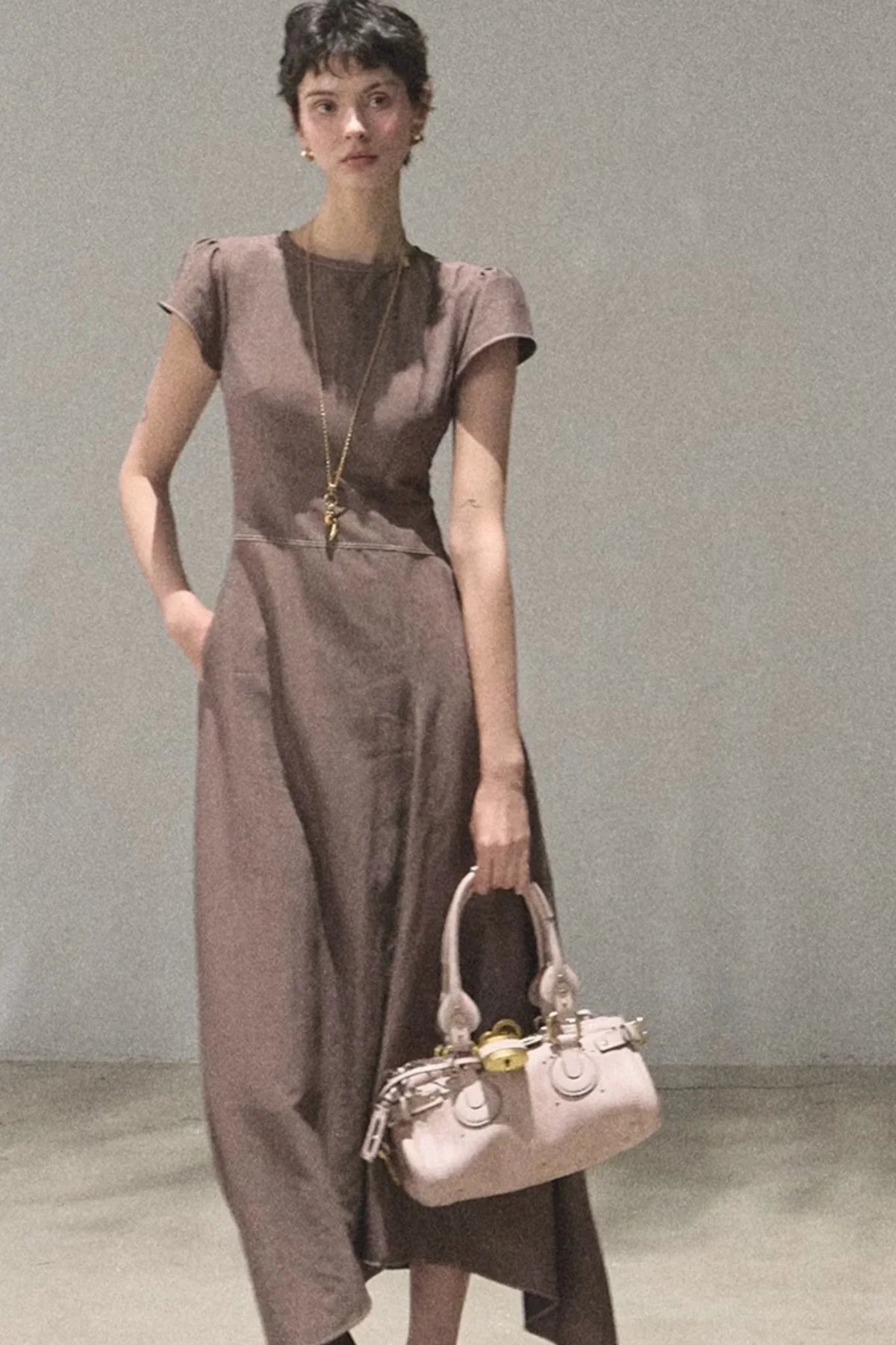 Asymmetrical Color Block Denim Dress
