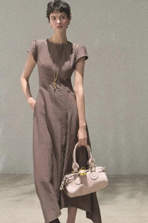 Asymmetrical Color Block Denim Dress