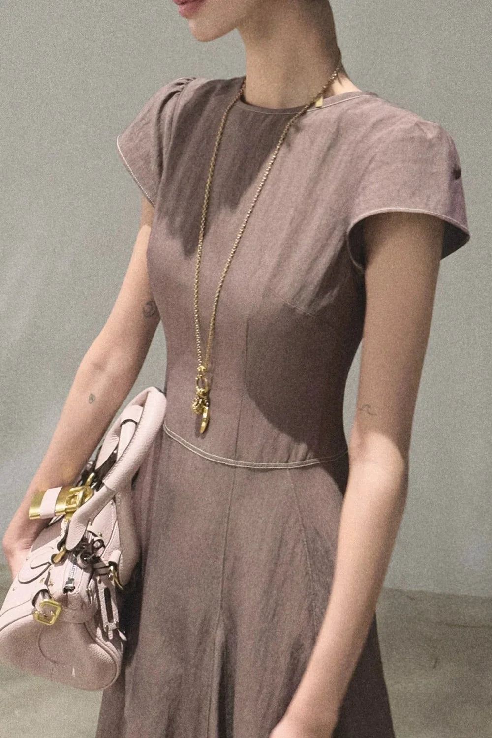 Asymmetrical Color Block Denim Dress