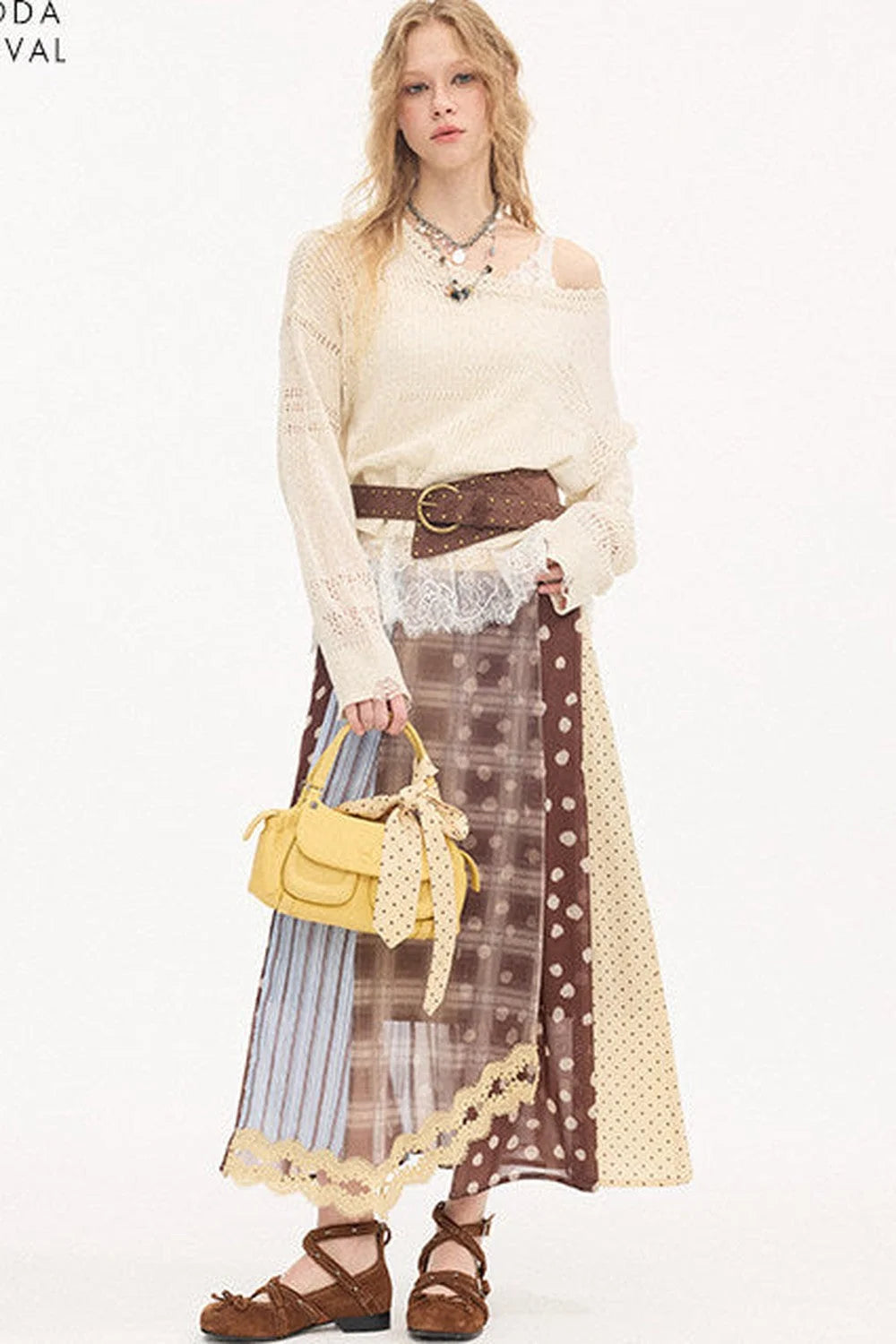 Asymmetrical Knit Off-Shoulder Top Set-Up