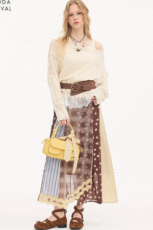 Asymmetrical Knit Off-Shoulder Top Set-Up