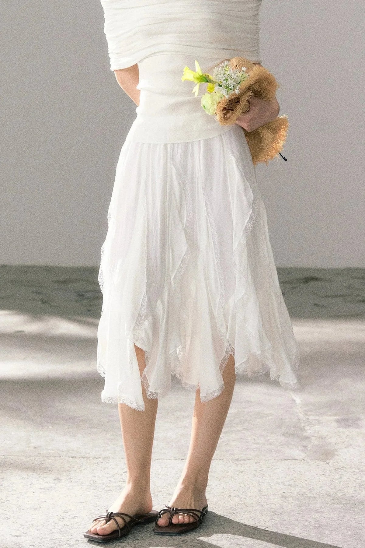Asymmetrical Lace A-Line Skirt