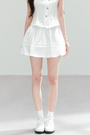 Asymmetrical Lapel Waist-Cinching Top Set-Up