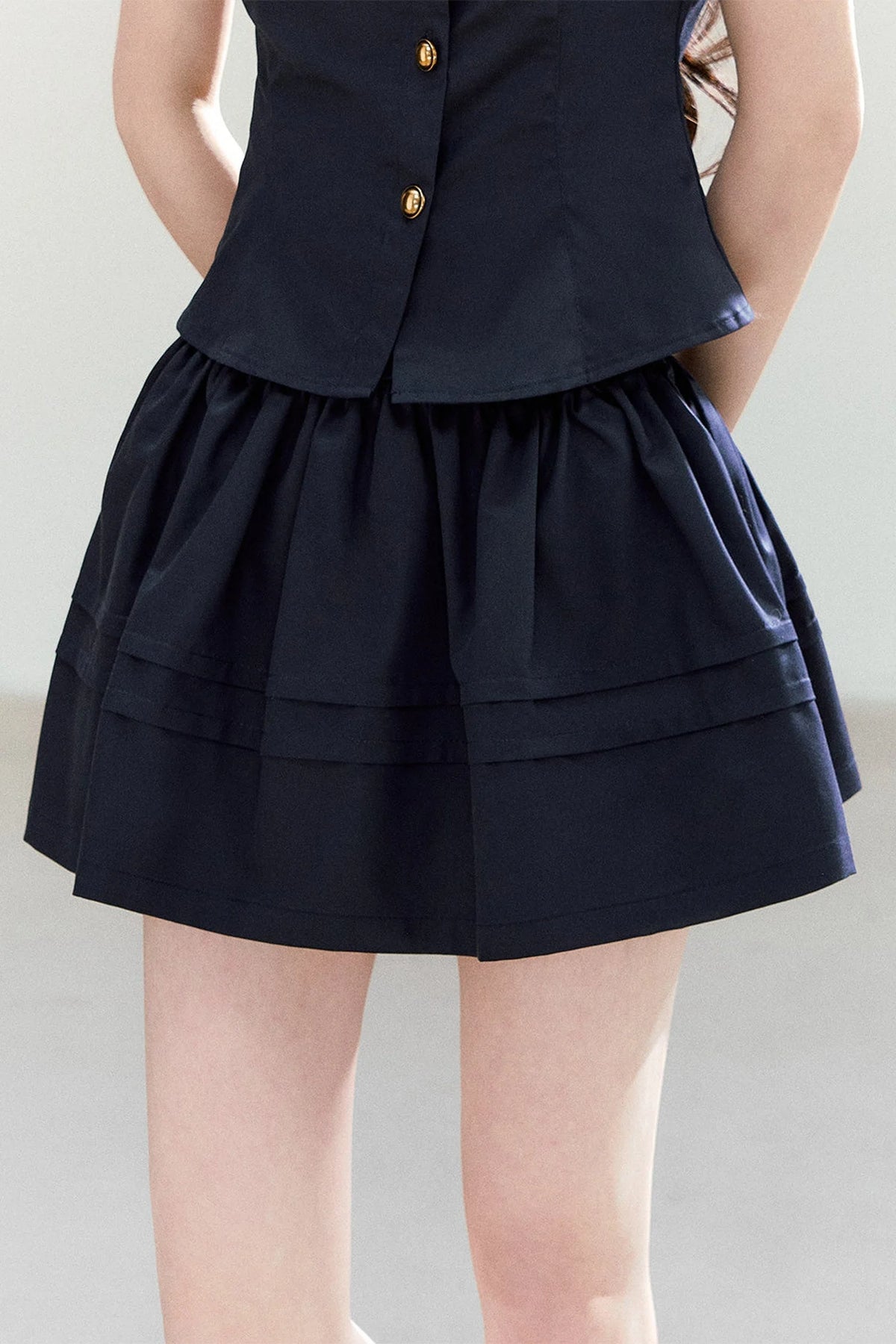Asymmetrical Lapel Waist-Cinching Top Set-Up