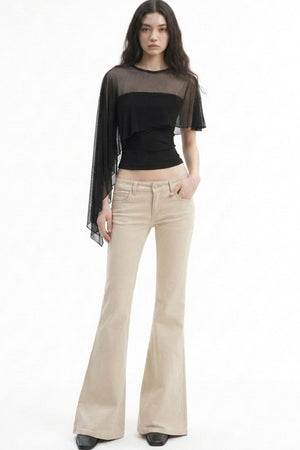 Asymmetrical Mesh Vest and Tube Top T-Shirt Set