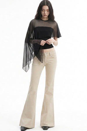 Asymmetrical Mesh Vest and Tube Top T-Shirt Set