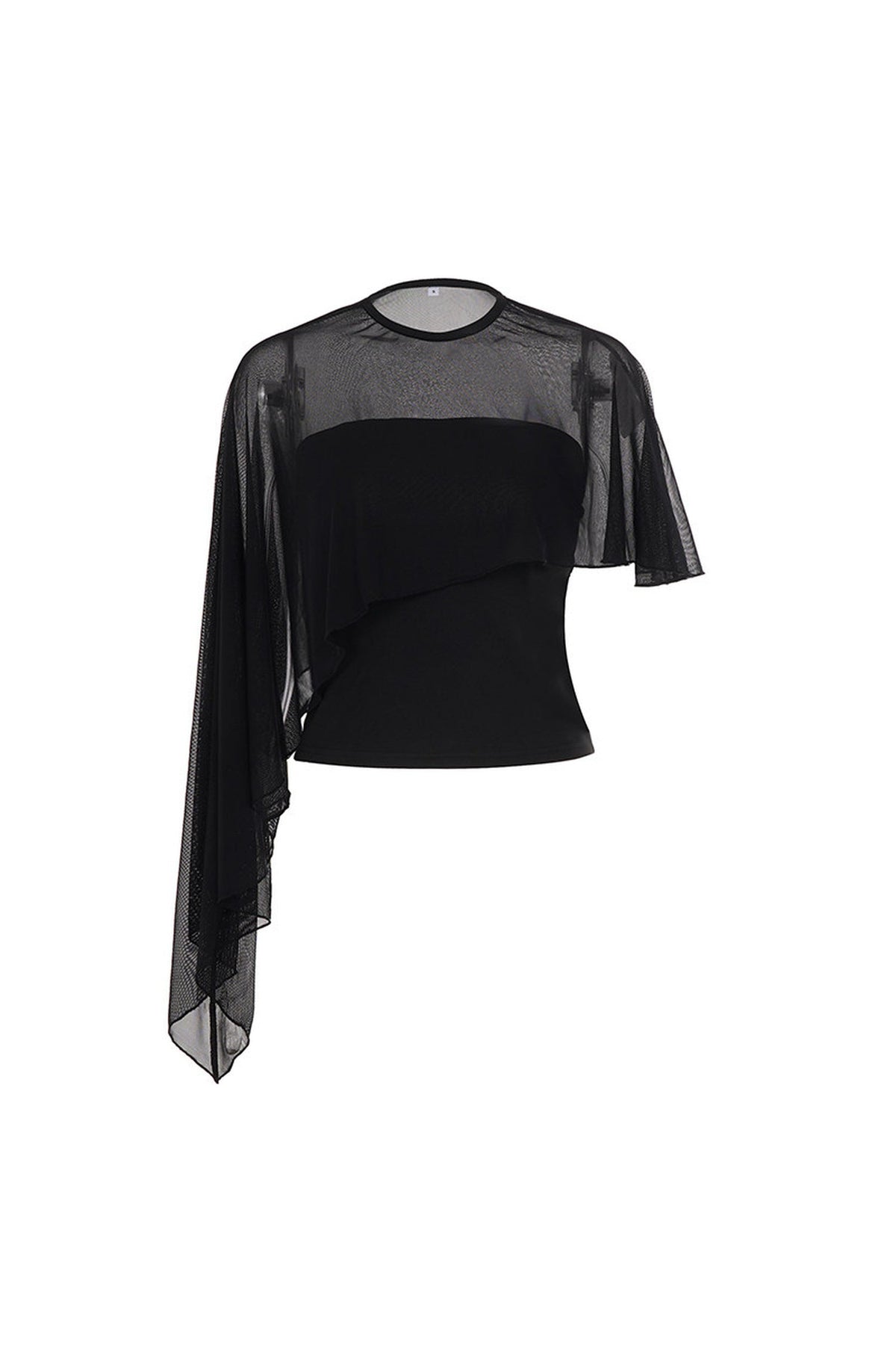 Asymmetrical Mesh Vest and Tube Top T-Shirt Set