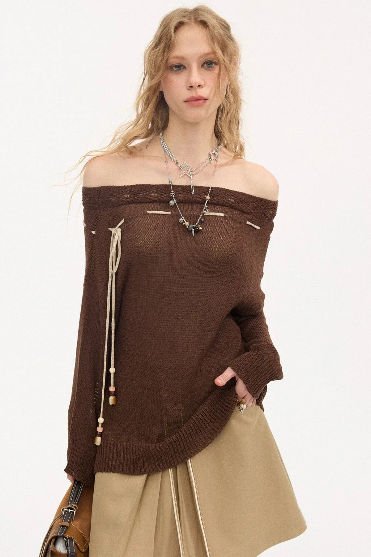 Asymmetrical Off-Shoulder Knit Sweater