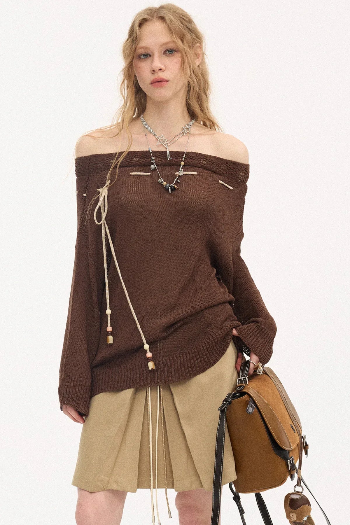 Asymmetrical Off-Shoulder Knit Sweater