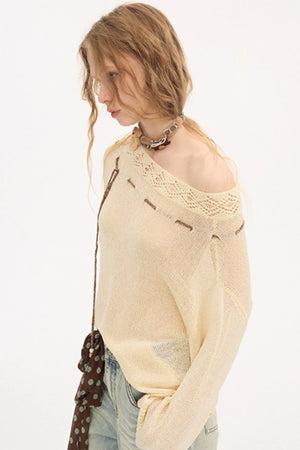 Asymmetrical Off-Shoulder Knit Sweater