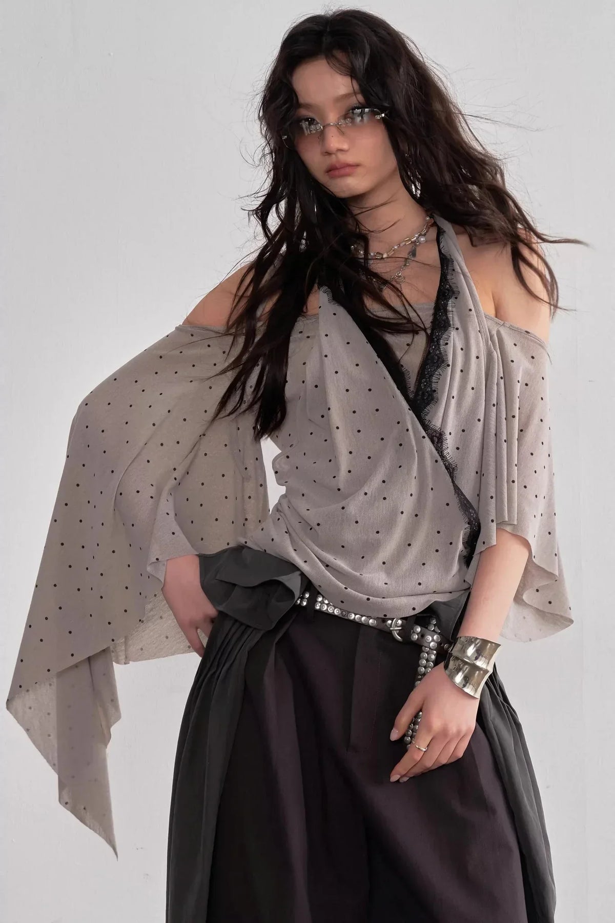 Asymmetrical Polka Dot Top
