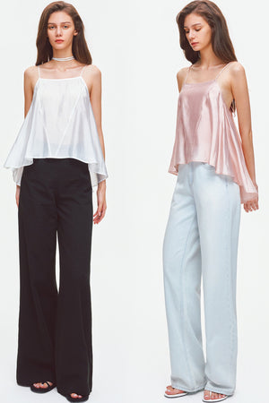 Asymmetrical Satin Camisole Top