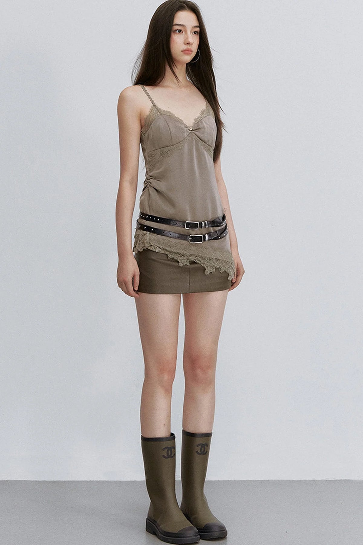 Asymmetrical Satin Lace Top