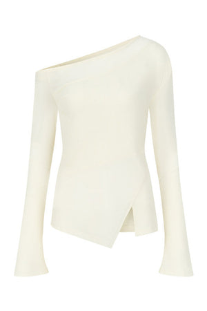 Asymmetrical Sheer Long Sleeve Top