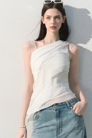 Asymmetrical Shoulder-Cut Tank Top