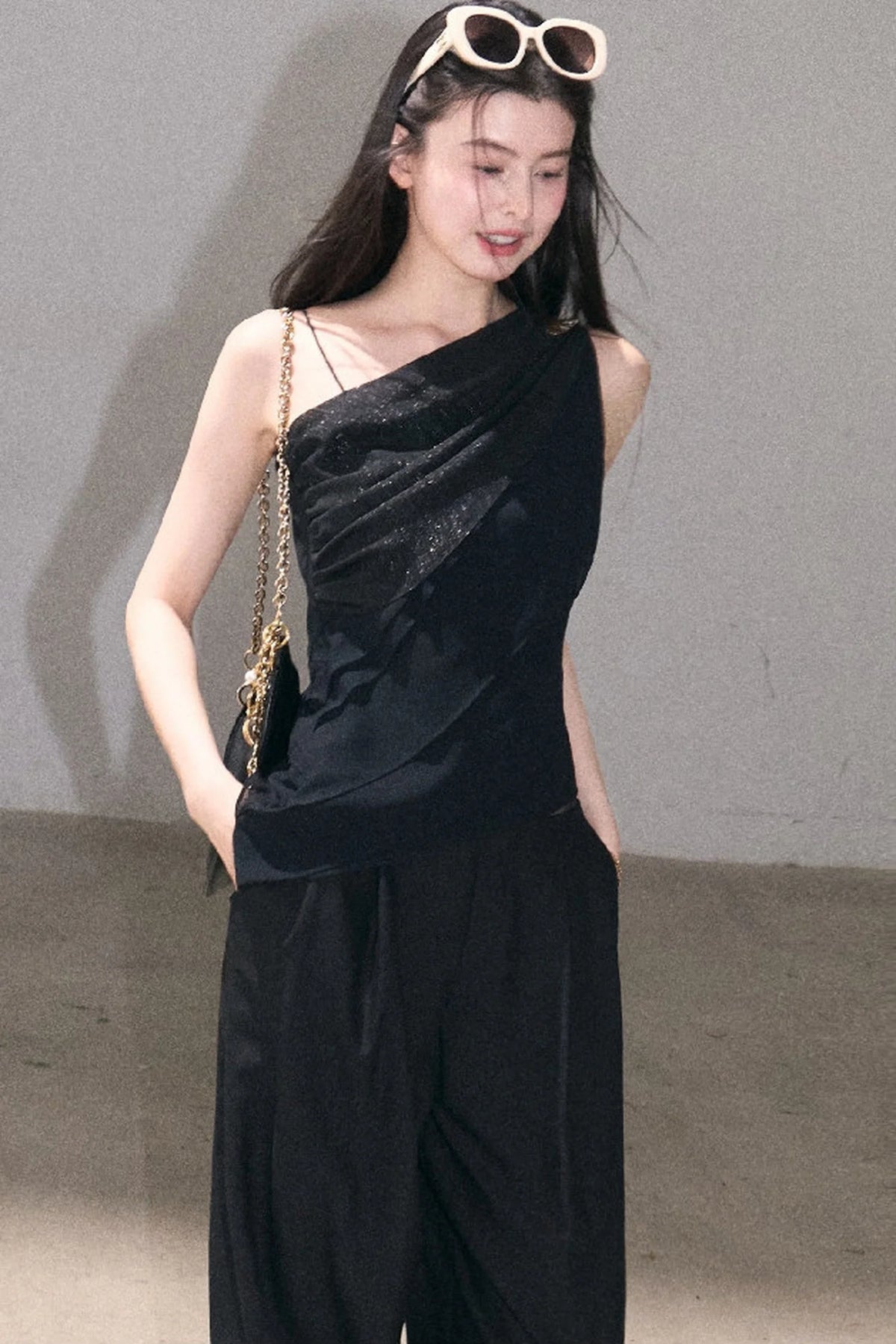 Asymmetrical Shoulder-Cut Tank Top