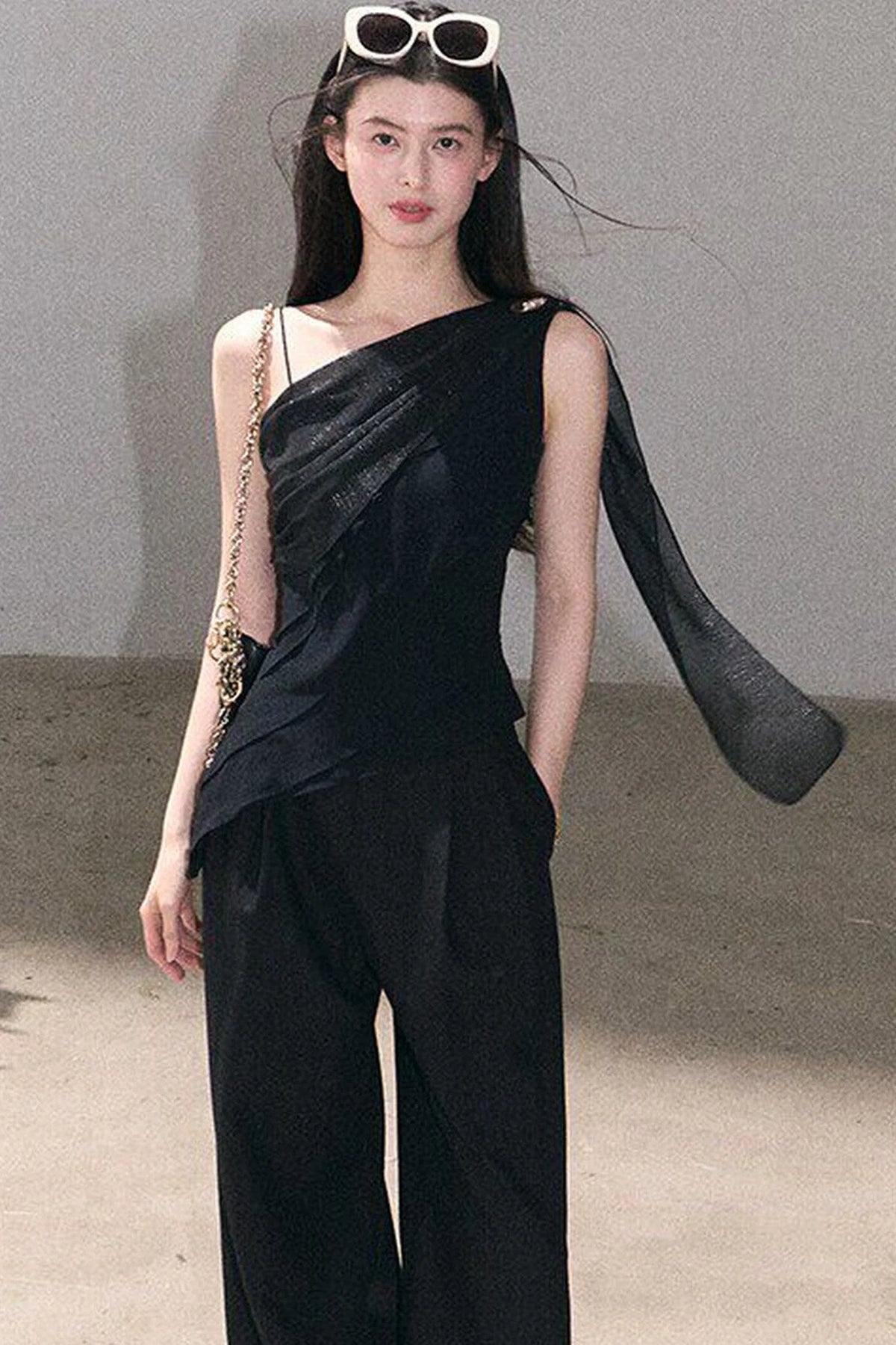 Asymmetrical Shoulder-Cut Tank Top
