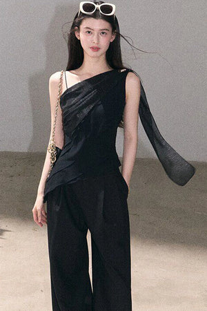 Asymmetrical Shoulder-Cut Tank Top