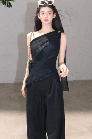 Asymmetrical Shoulder-Cut Tank Top