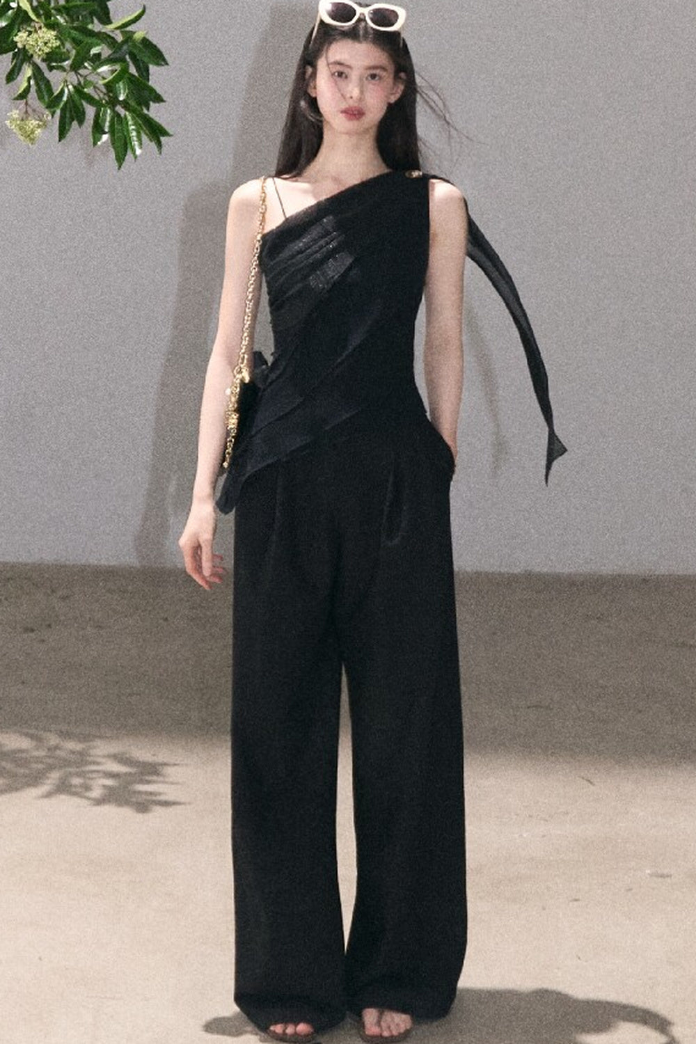 Asymmetrical Shoulder-Cut Tank Top