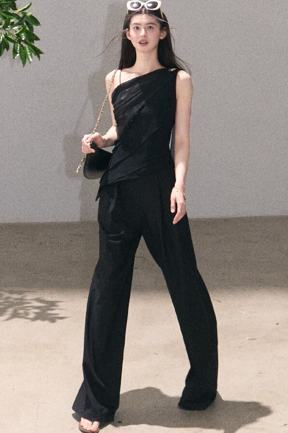Asymmetrical Shoulder-Cut Tank Top