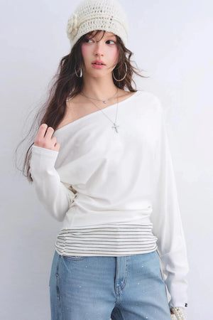 Asymmetrical Striped Tie Top