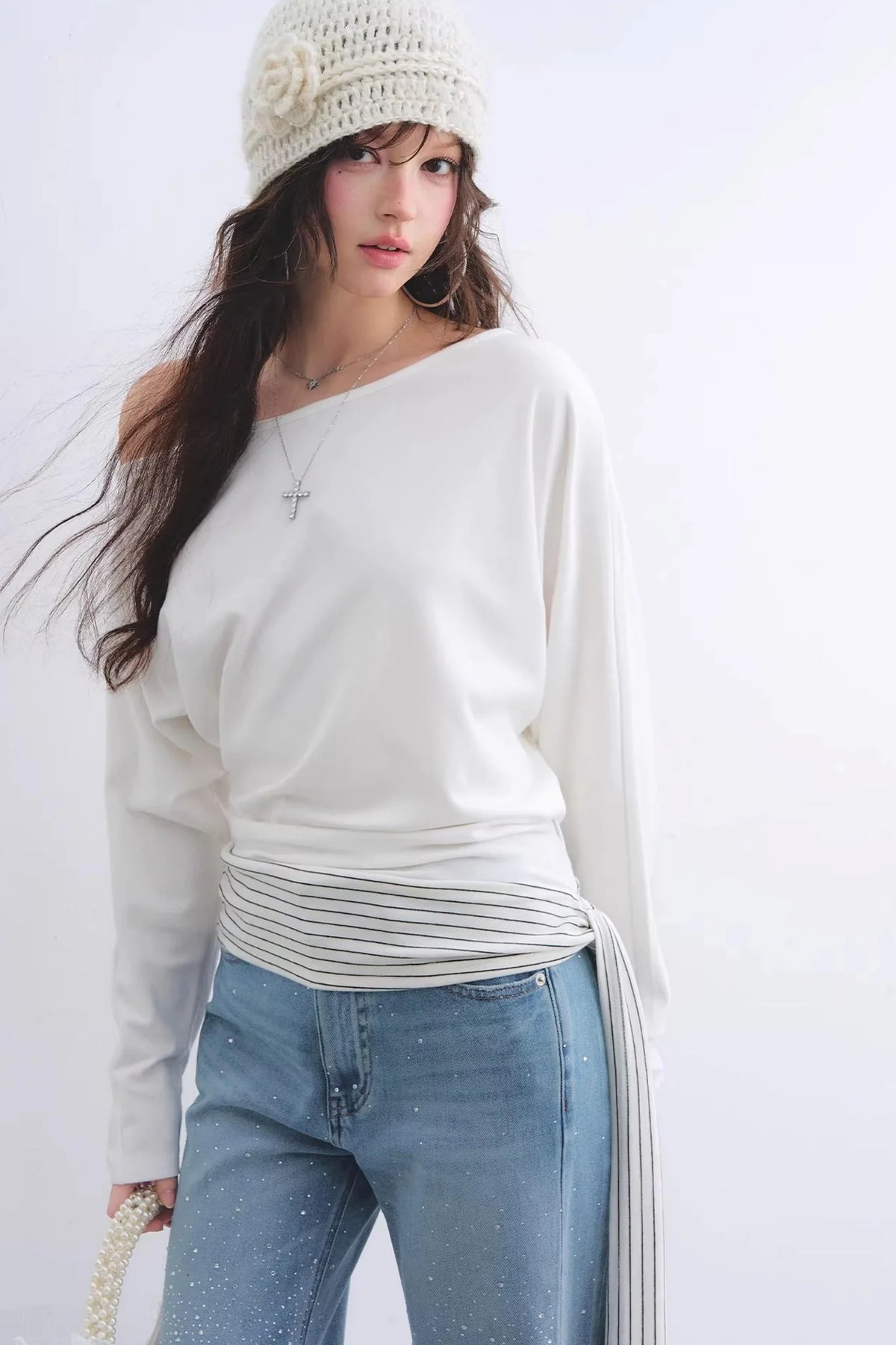 Asymmetrical Striped Tie Top