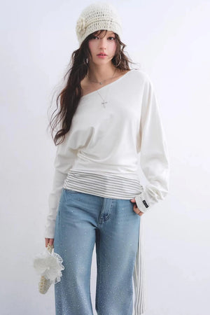 Asymmetrical Striped Tie Top
