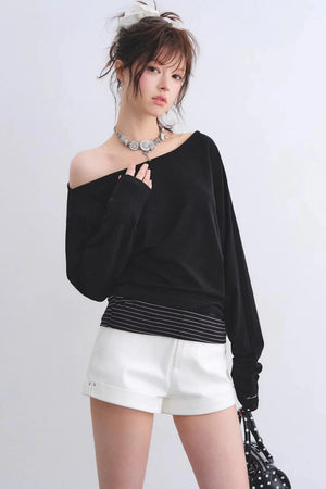 Asymmetrical Striped Tie Top