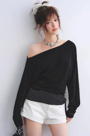 Asymmetrical Striped Tie Top