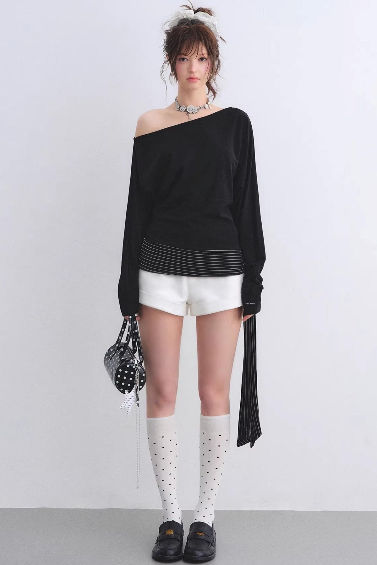 Asymmetrical Striped Tie Top