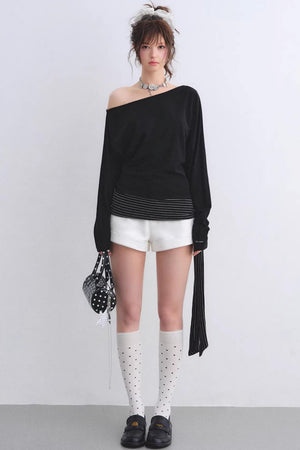 Asymmetrical Striped Tie Top