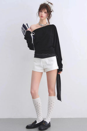 Asymmetrical Striped Tie Top