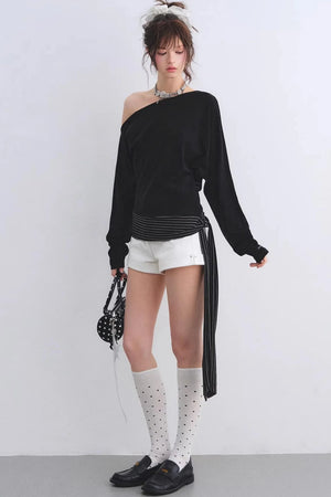 Asymmetrical Striped Tie Top