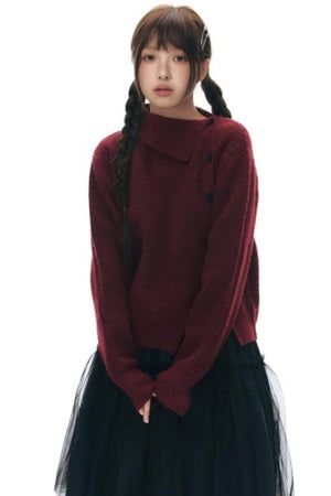 Asymmetrical Vintage Red Sweater