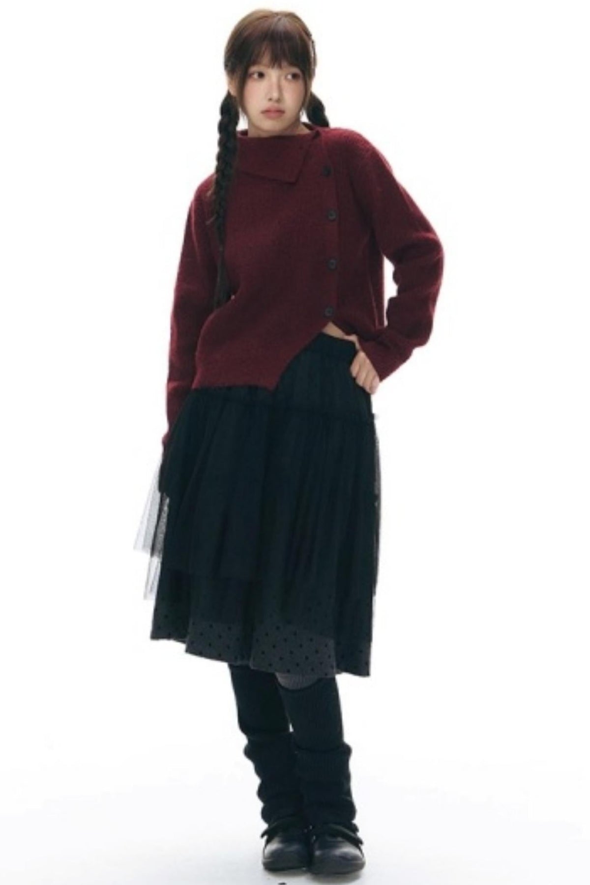 Asymmetrical Vintage Red Sweater