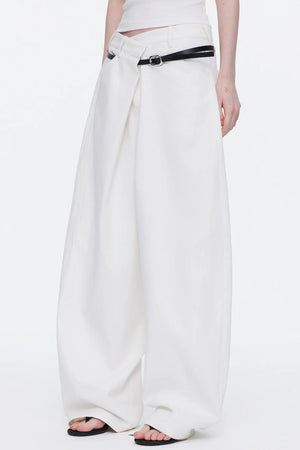 Asymmetrical Waistband Denim Pants
