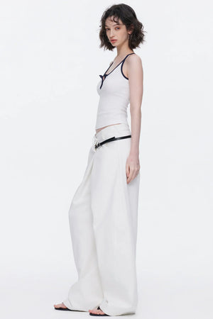 Asymmetrical Waistband Denim Pants