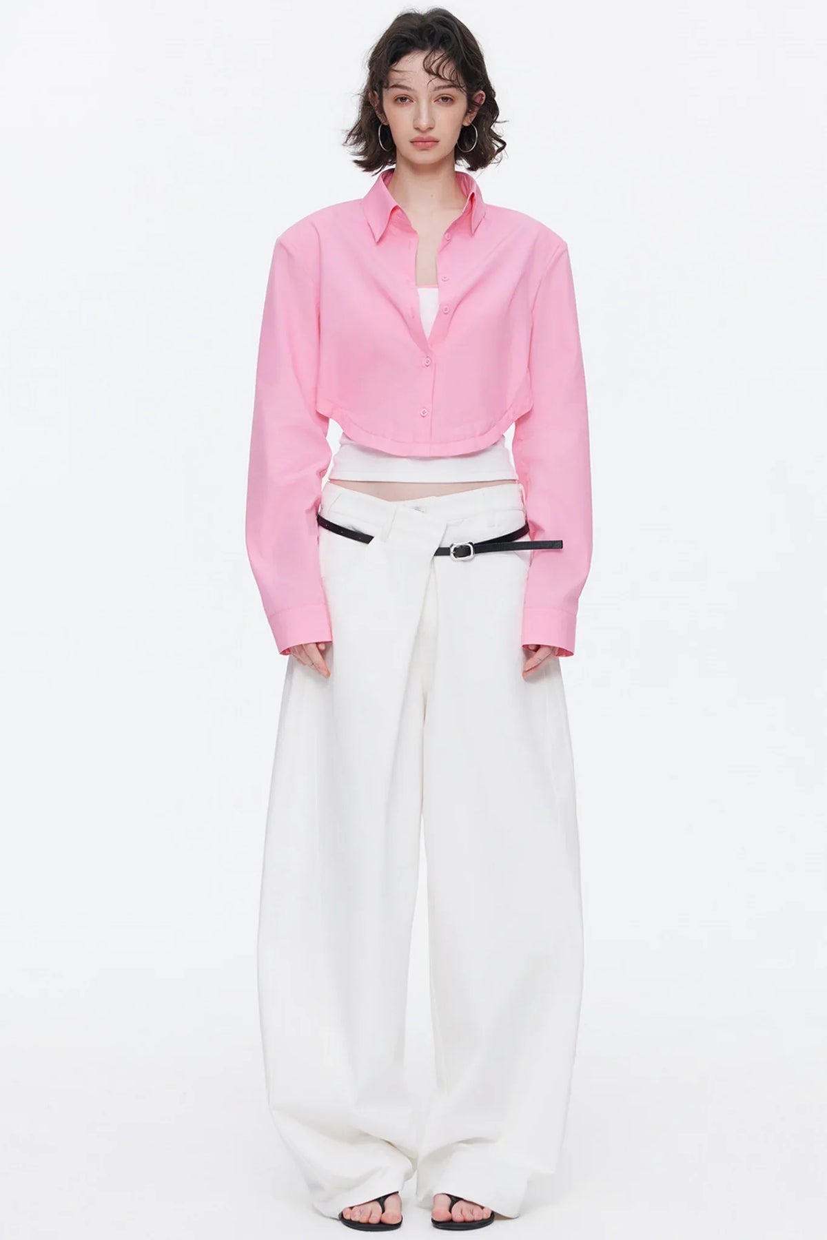 Asymmetrical Waistband Denim Pants
