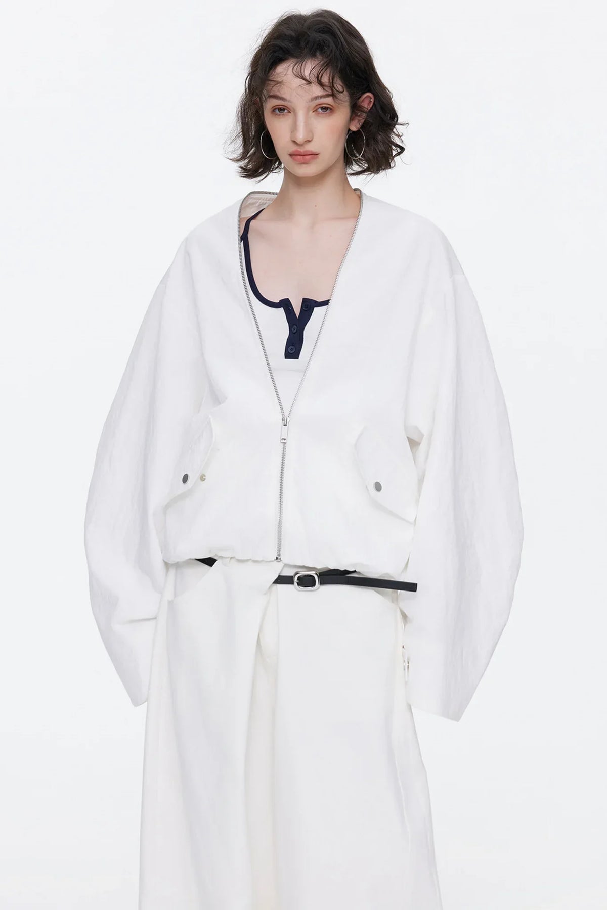 Asymmetrical Waistband Denim Pants