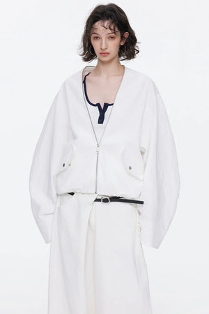 Asymmetrical Waistband Denim Pants
