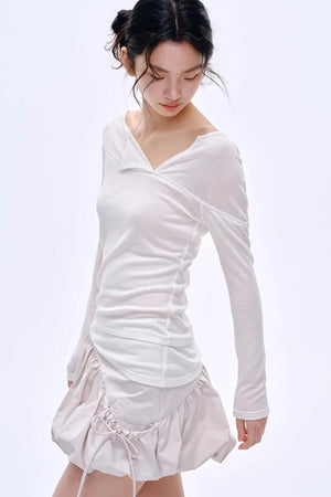Asymmetrical Wool Blend Blouse