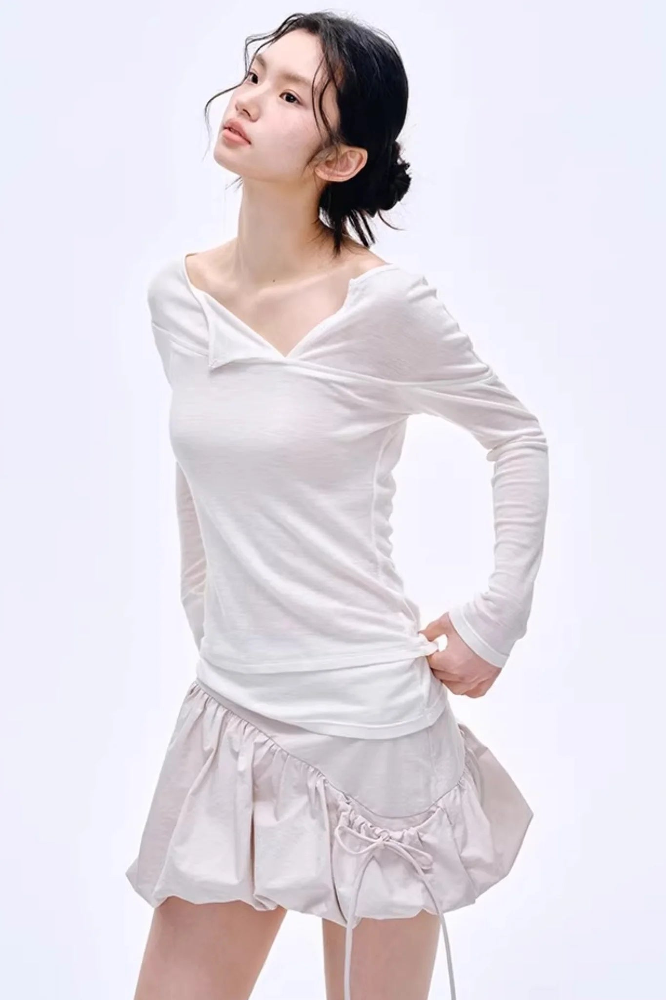 Asymmetrical Wool Blend Blouse