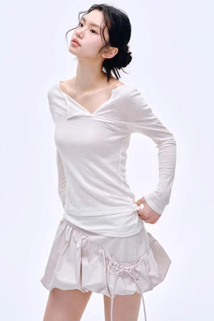 Asymmetrical Wool Blend Blouse