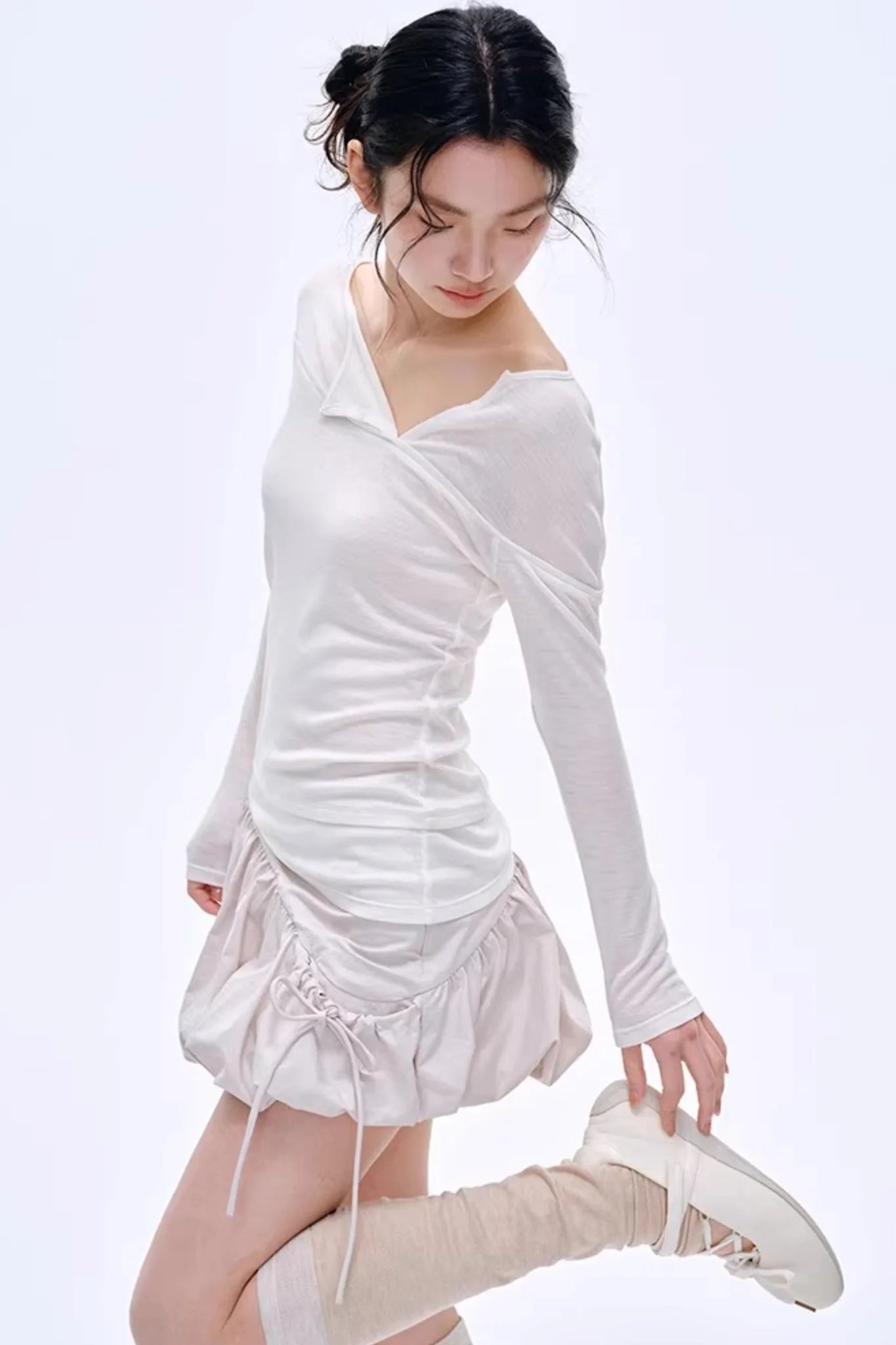Asymmetrical Wool Blend Blouse