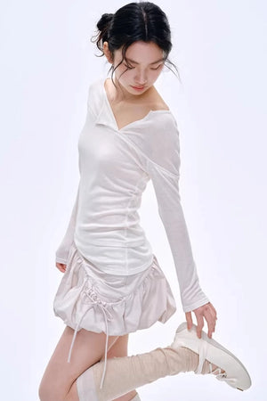 Asymmetrical Wool Blend Blouse