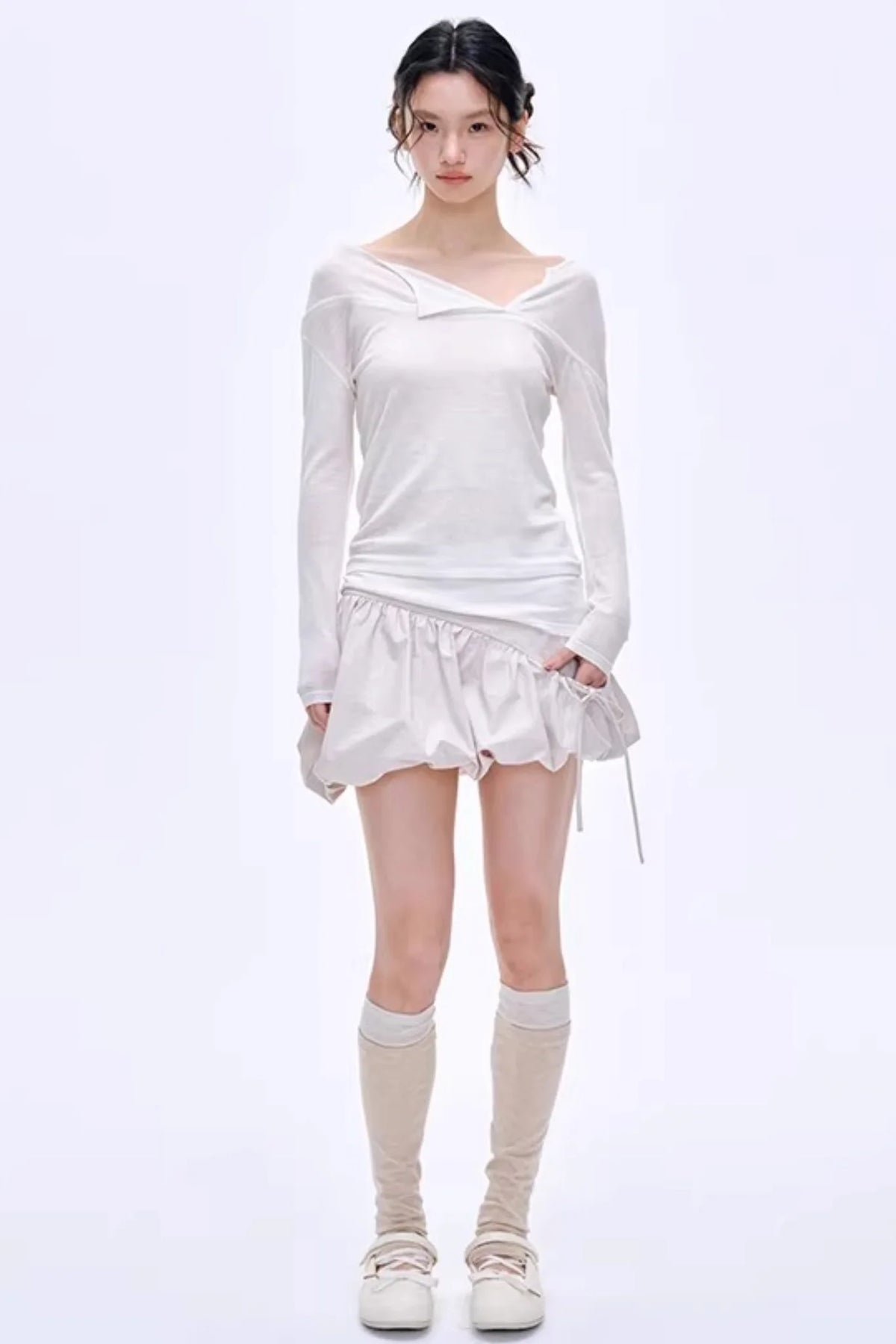 Asymmetrical Wool Blend Blouse