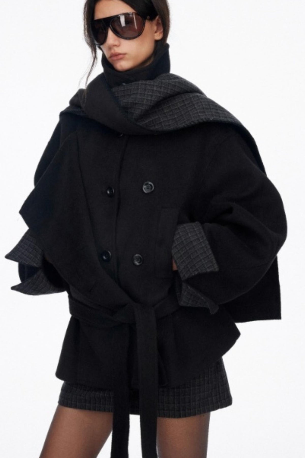 Asymmetrical Wool Coat Skirt Set-Up